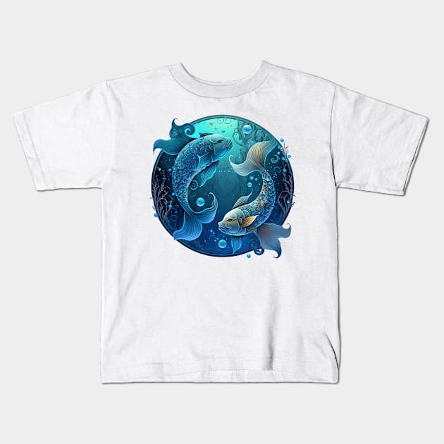 Pisces The Fish Zodiac Star Sign Kids T-Shirt by Sarahmw